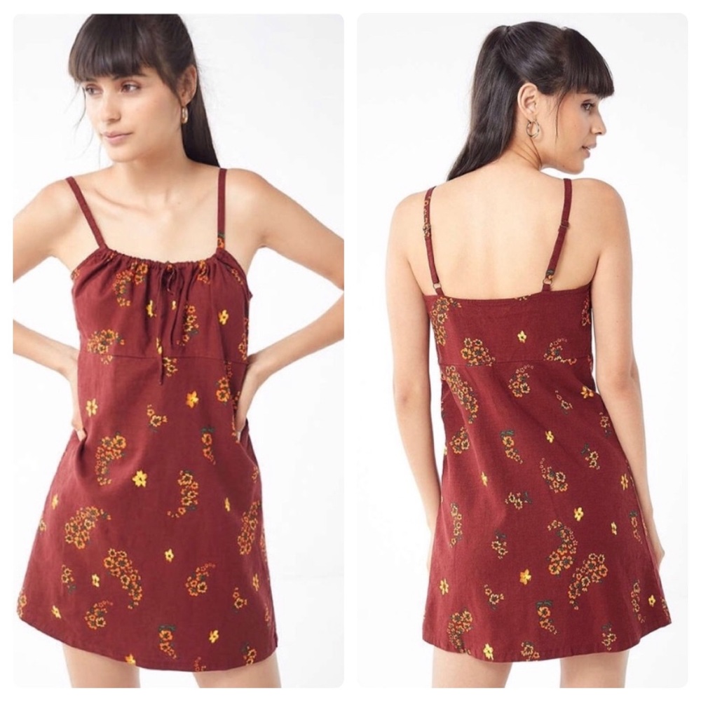 Urban Outfitters Ester Linen Tie Front Mini Dress